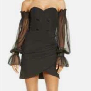 NWT Lavish Alice Elegant Black Sheer Sleeve Dress